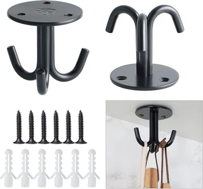 2 Stuks Zware Draaihaken Plafondhaken RVS Zwart