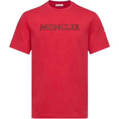 Moncler SS26 Logo Print Katoenen T-shirt Heren Tops L10918C0007589B8U455 L red