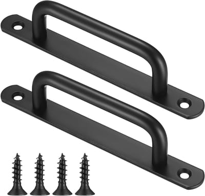 Zwarte Deurhandgrepen voor Schuifdeuren met RVS Plaat - 2 Stuks - Ideaal voor Tuindeuren en Schuifpoorten (160mm)