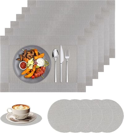Set van 6 Wasbare Placemats en Coasters, Dubbelzijdige Antislip Tafelmatten, Warmtebestendige Tafelmatten voor Thuis en Horeca, 45 x 30 cm, Ideaal voor Eettafel en Keuken