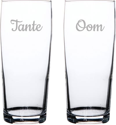 Gegraveerde bierfluitje 19cl Tante & Oom
