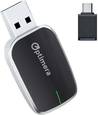OPTIMERA® 2-in-1 Carplay Dongle AIR - Draadloos Carplay - Android Auto & Apple Carplay - Wireless Carplay - Incl. USB-C Adapter