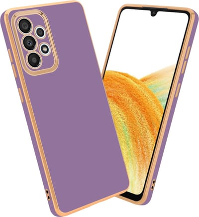 Cadorabo Hoesje geschikt voor Samsung Galaxy A33 5G in Glossy Paars - Goud - Beschermhoes Case Cover van flexibel TPU-silicone en met camerabescherming