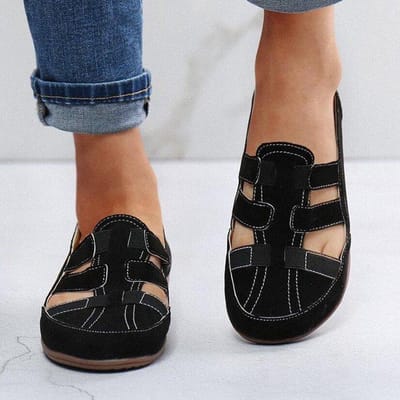 Nouvelles Sandales d'Été Mode Femme Bleu Bout Chevrons Fermeture Éclair Semelle Plate Personnalité Chaussures de Plage Vente de Sandales 41 noir