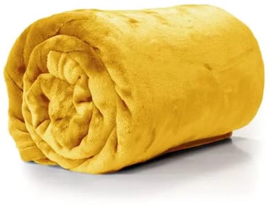 Coral fleece deken- geel