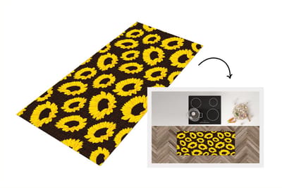Keukenloper - Loper keuken - Patronen - Zonnebloemen - Geel - 120x50 cm - Keukenloper vinyl