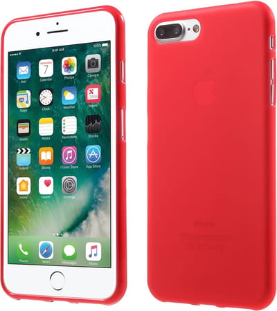 Peachy Rood silicone hoesje geschikt voor iPhone 7 Plus 8 Plus Rode cover effen Red case