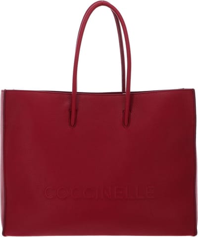COCCINELLE Leren Schoudertas Maxi Log Handbag Grained Leather Sangria (rood)paars