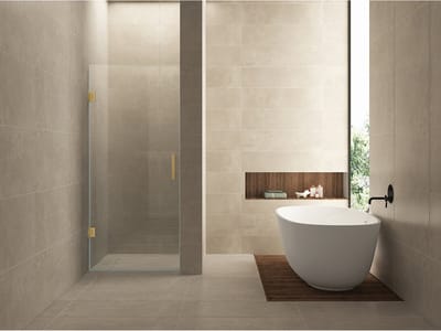 Wiesbaden Less nisdeur 900 x 2000 x 8 mm nano helder glas/geborsteld messing
