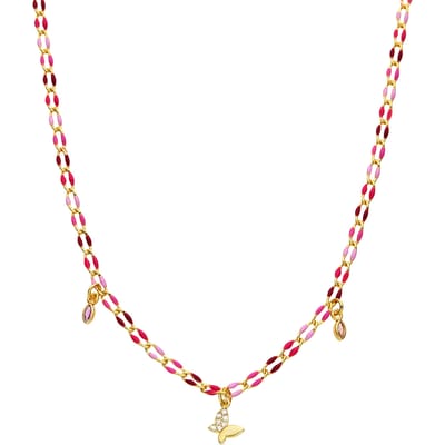 Luxenter Ketting van 925 sterling zilver en roze lak met 18-karaats geelgoud afwerking - Axelon