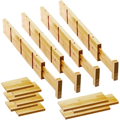 Séparateurs de tiroirs en bambou avec inserts pour vêtements Organisateurs de tiroirs réglables pour cuisine 9 divider Long type