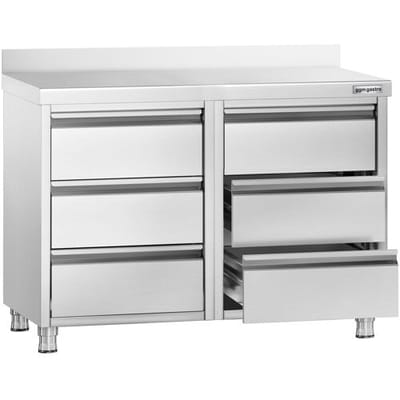 GGM Gastro Schubladenschrank PREMIUM mit 6 Schubladen & Aufkantung - 1000x600mm Zilver