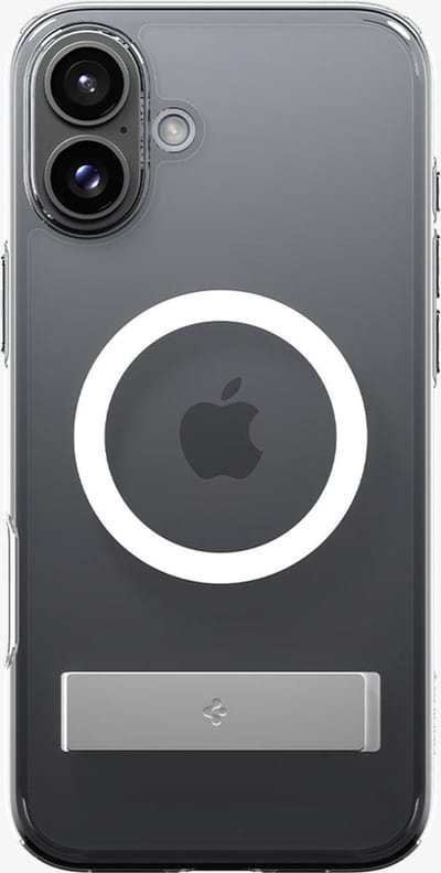 Spigen Ultra Hybrid S MagFit - Hoesje Geschikt voor Apple iPhone 16 Plus - Compatibel met MagSafe - Back Cover met Air Cushion - Uitklapbare Standaard - Transparant