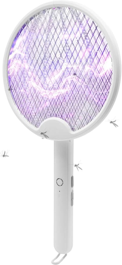 Muggenmepper, elektrische insectenmepper, opvouwbare elektrische vliegenmepper, draagbare vliegenmepper, dubbele schakelaar, doodt effectief muggen, vliegen en andere vliegende insecten.