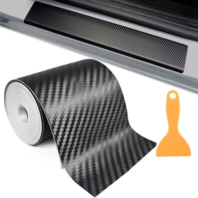 Zelfklevende Carbon Film voor Auto - 10 x 300 cm - Bescherming voor Instaplijsten, Lak en Fietsen met Inclusief Plastic Schrapers