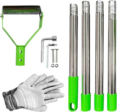 Tuinhak met steel - Onkruidsteker hark - Tuinonderhoud uitvoeren - 4-in-1 functie - 41 x 16 x 11 cm - Oranje