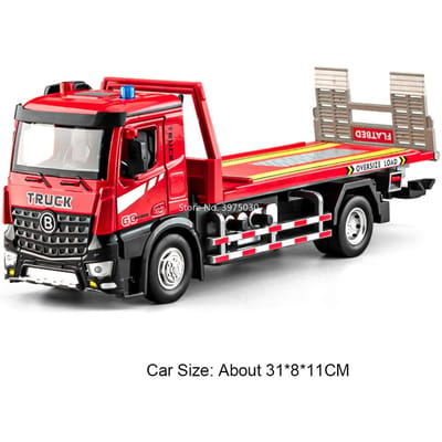 1:24 Schaal Elektrische Platte Wagens Model Speelgoed Legering Diecast Met Licht Muziek Rubberen Banden Miniatuur Trailers Voor Jongens Educatief Speelgoed