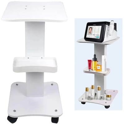 Cherrys Finds - Beauty Kar - Schoonheidswagen - Salon Trolley - 360 Graden Rotatie - Trolley Schoonheidssalon - Trolley Salon met Voetstuk - Rollende wagen - Draagkracht 60KG - voor Kapper, Studio, Spa, Lab...