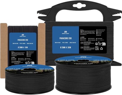 SnelShoppen - Paracord 2mm 15m Zwart - 100% Nylon Touw - 90kg Draagkracht - Ideaal voor DIY, Outdoor, Camping, Creatieve Projecten