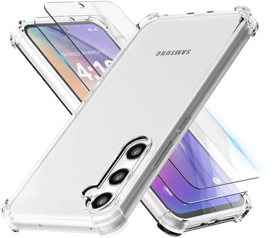 Hoesje geschikt voor Samsung A54 Transparant - 2x screenprotector - beschermglas screen protector - Anti Shock hoesje case