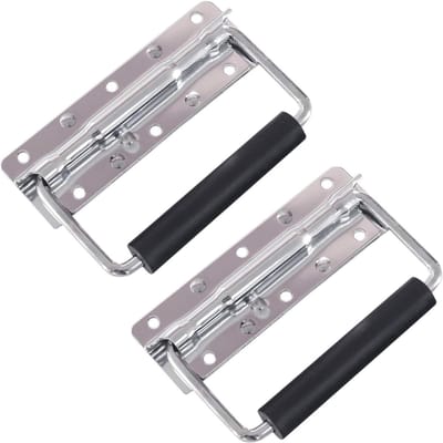 Vouwhandgrepen voor kratten, set van 2, veerbelast, 12.5 x 4 cm, verzinkt staal, ideaal voor transport en opslag