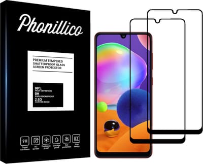 Screenprotector voor Samsung Galaxy A31 - 2 stuks Beschermglas van glas Transparante glazen schermbeschermfolie met zwarte randen
