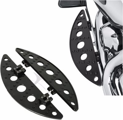 Motorfiets Voetsteunen - Ploodboard Set - Comfortabel Rijden - Half Maan Stijl - Voor Positie - Zwart