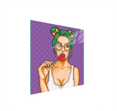 TMK ArtDeko Serie - Glazen Beschermplaat voor Fornuis - 50x52 cm - Vrouw - Veelkleurig