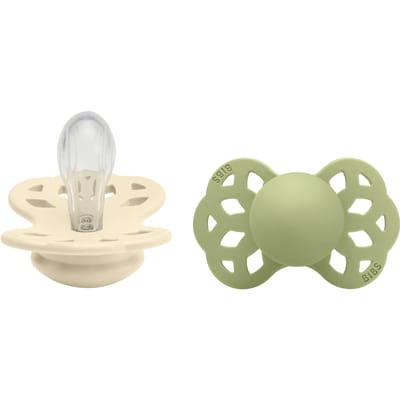BIBS Infinity 2 Pack Silicone Symmetrical Size 1 Ivory/Sage 2 st