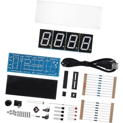 4-cijferige Doe-het-zelf Digitale LED Klok Kit Automatische Weergave Tijd Temperatuur Elektronische Doe-het-zelf Kit Klok Groen groen