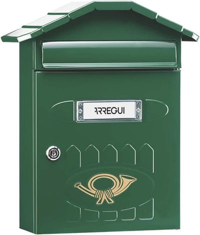 Wandbrievenbus voor Buiten - Groen | M (DIN A4) Formaat met Naamplaatje en Beschermdak | Eenvoudige Montage | Robuust en Duurzaam