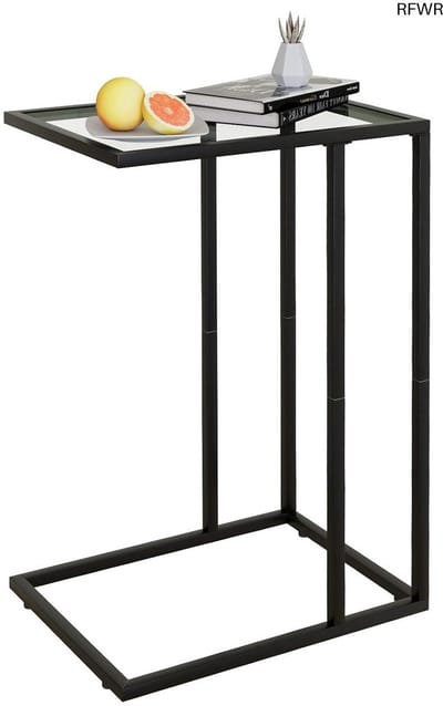 RFWR® C-vormige bijzettafel - glazen bijzettafel voor sofa en bed, multifunctioneel design