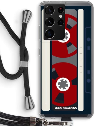 Case Company® - Hoesje met koord geschikt voor Samsung Galaxy S21 Ultra hoesje met Koord - Here's your tape - Telefoonhoesje met Zwart Koord - Bescherming aan alle Kanten en Over de Schermrand