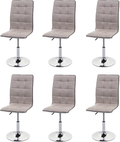 Set van 6 eetkamerstoelen MCW-C41, keukenstoel, in hoogte verstelbaar en draaibaar, stof/textiel MVG ~ crèmegrijs