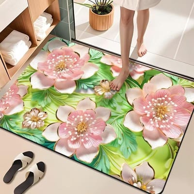 Kleine verse diatomeeën moddermat, absorberend, vuil toilet, badkamer, antislip voetmat, planten, bloemen voetmat 40 * 60cm