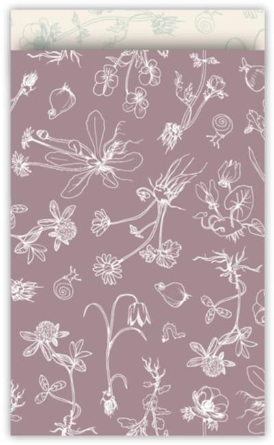 25x Cadeauzakje Paars Bloemen Takjes 12x19cm
