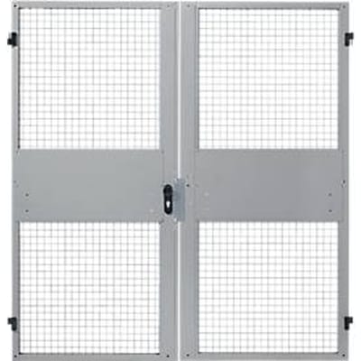 Dubbele vleugeldeuren, voor gaas-scheidingswandsysteem, B 2000 x H 2070 mm, lichtzilver