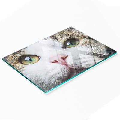 Keukenplank van gehard glas met groene kattenogen-afbeeldingen, 80x52 cm