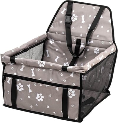 Honden Autostoel - Huisdier Reisbed - Veilig Reizen - Waterdicht & Ademend - 40x35x25cm - Grijs