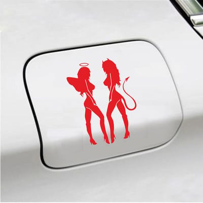 Bumpersticker - Engeltjes - 14 X 10 - Rood