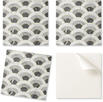 Decoratieve zelfklevende vinyltegels met golvend boogpatroon, 9x30x30 cm