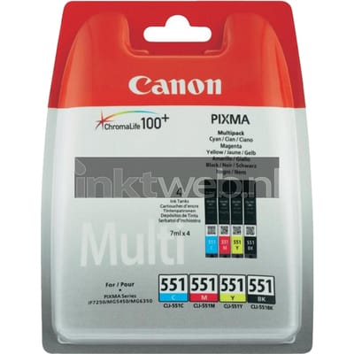 Canon cli-551 6509B015 inktcartridge - 1 stuk(s) - Origineel - Zwart, Cyaan, Magenta, Geel + Retourzakje