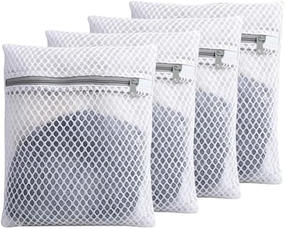 Fijne Waszakken voor Delicaat Textiel, 4 Stuks (38x30cm) voor Truien, Jurken en Jassen, Ideaal voor Bescherming en Wassen