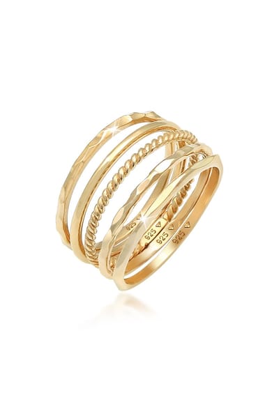 Elli - Ring - Dames Band Set Stapelen Minimaal Trend Blogger Basis in 925 Sterling Zilver - Dames
