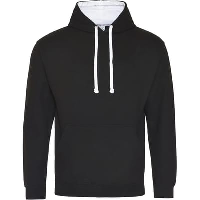 Just Hoods Varsity Hoodie JH003 - JET BLACK/ARCTIC WHITE - L