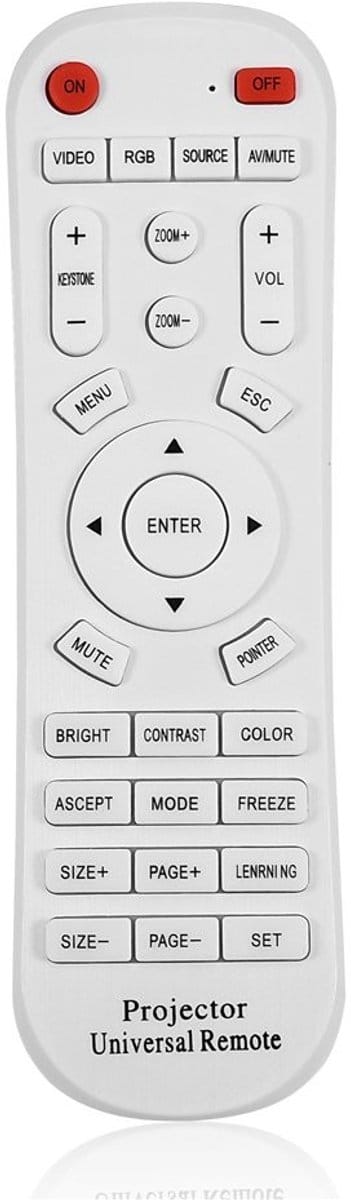 Dailygoody - Universele Afstandsbediening voor Projector - Vervangende Controller - Duurzaam en Handig - Wit - Tot 10m Bereik - Ideaal voor Thuisbiosc