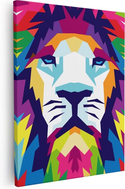 Artaza Canvas Schilderij Dierenkop Leeuw - 40x50 cm - Wanddecoratie Woonkamer - Muurdecoratie Abstract - Schilderijen Op Canvas