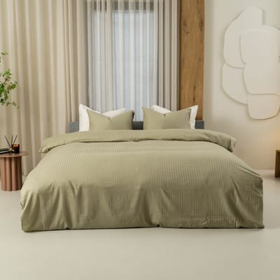 Kayori Elin Dekbedovertrek Katoensatijn - 200x200-220 - Tweepersoons - Saliegroen