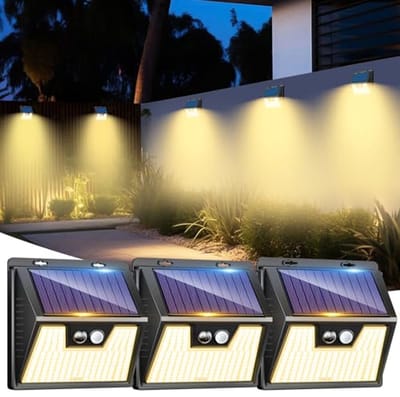 Set van 3 Zonnelampen voor Buiten met Bewegingssensor - IP65 Waterdicht, 176 LEDs, 3 Modi - Perfect voor Tuin en Garage