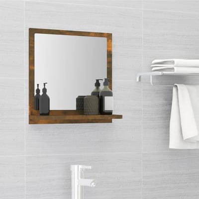 vidaXL - Badkamerspiegel - 40x10,5x37 - cm - bewerkt - hout - gerookt - eikenkleurig